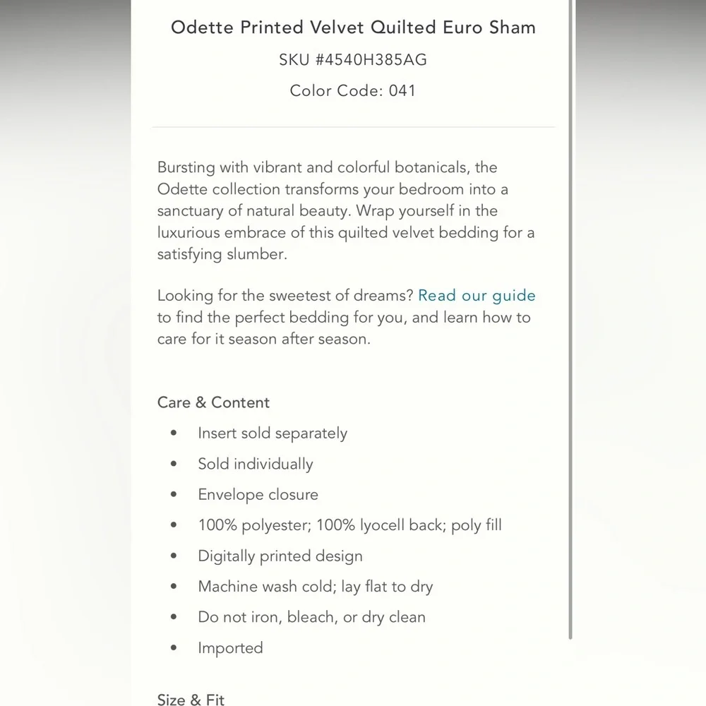 Odette Euro Sham